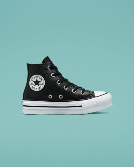 Pantofi Platforma Fete Converse Chuck Taylor All Star Lift Piele Inalti Negrii Bej Albi | RO 13HYQD978